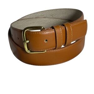 Firenze - Glove Tanned Leather - Tan Men's Belt - Solid Brass Buckle - Size 34